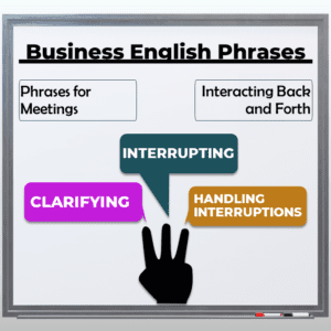This is your Business English Phrases for Meetings: Clarifying and Interrupting Cheat Sheet and Study Guide