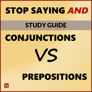 The thumbnail leads to a free English study guide on how to use certain prepositions instead of the conjunction and